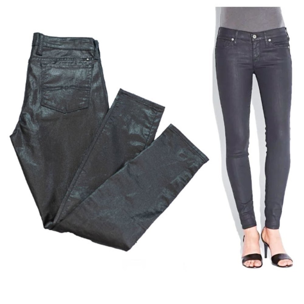 LUCKY BRAND Women Black Charlie Super Skinny Stretch Coated Jeans 8 29x29 NWOT